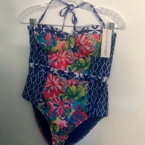 Flowery one Piece Bathing Suit